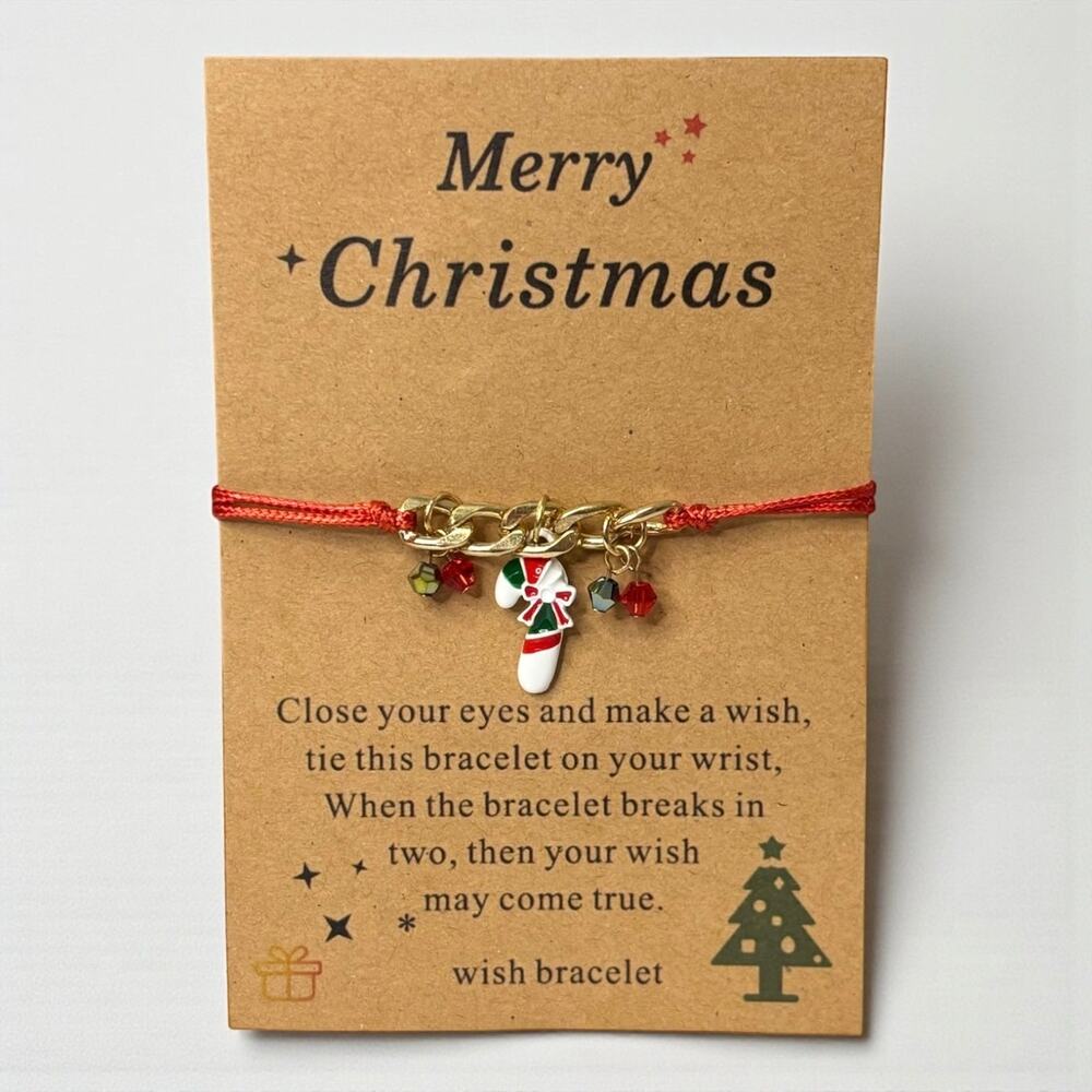 Christmas Candy Cane Charm Bracelet